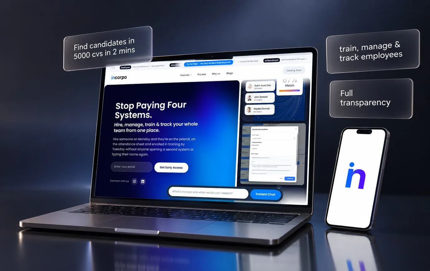 Incorpo dashboard on a laptop and phone